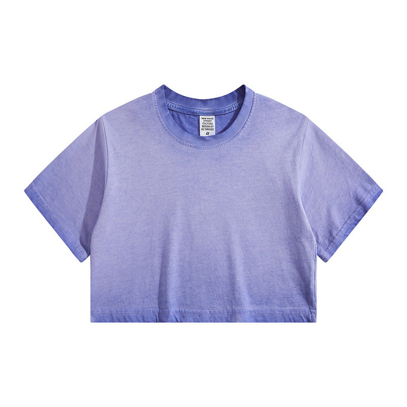 Distressed Colorful Frayed Cropped T-shirt Hip-hop