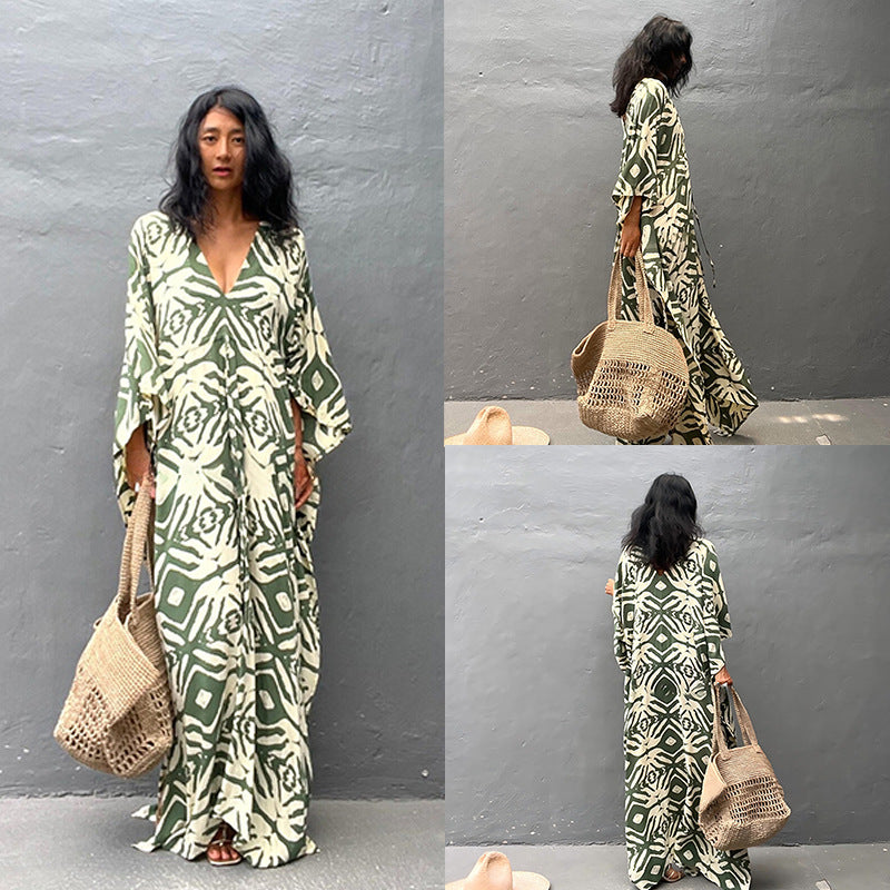 Womens Rayon Drawstring Resort Beach Dress