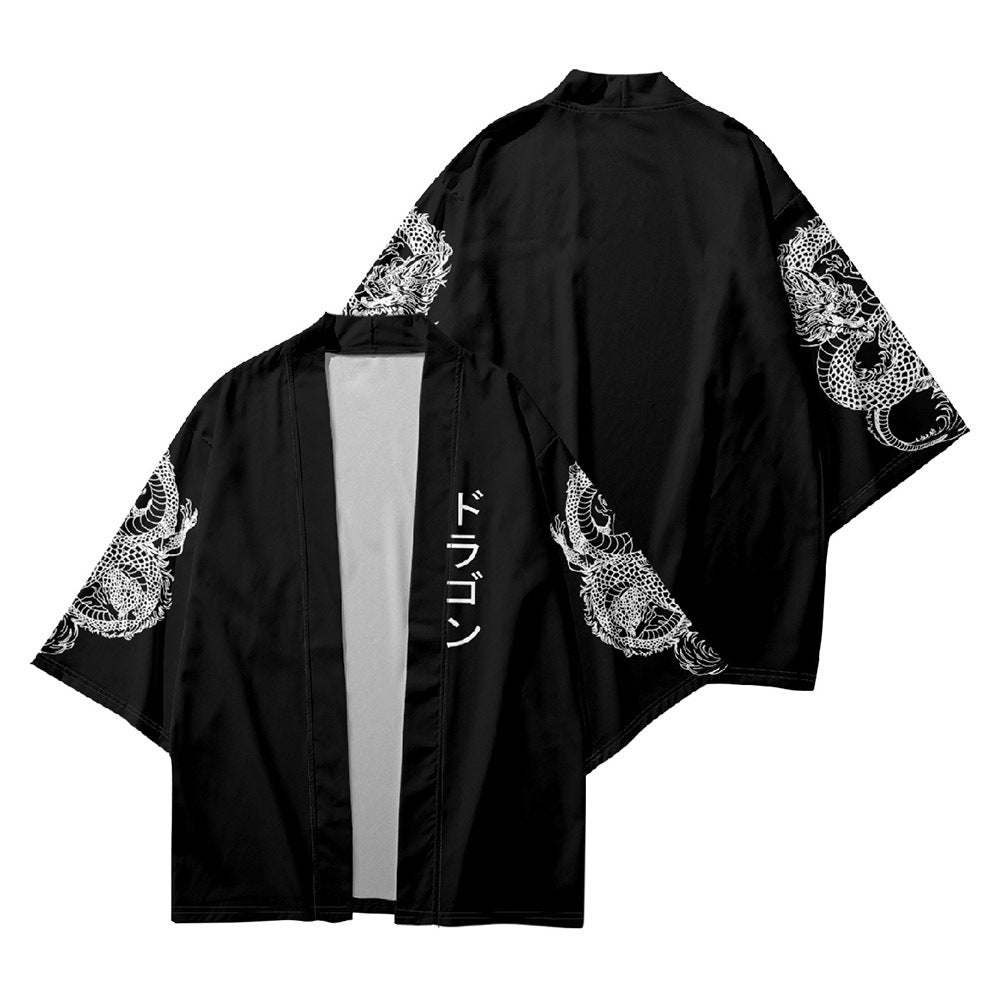 Cloak Kimono And Daoist Robe Cardigan With Three Quarter Length Sleeves