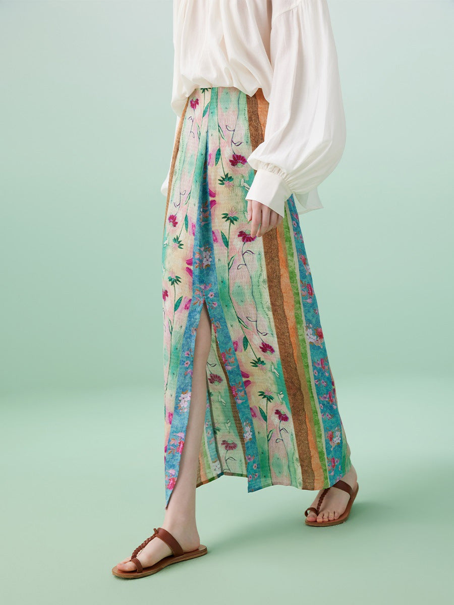 Retro Style Printed Bohemian Skirt