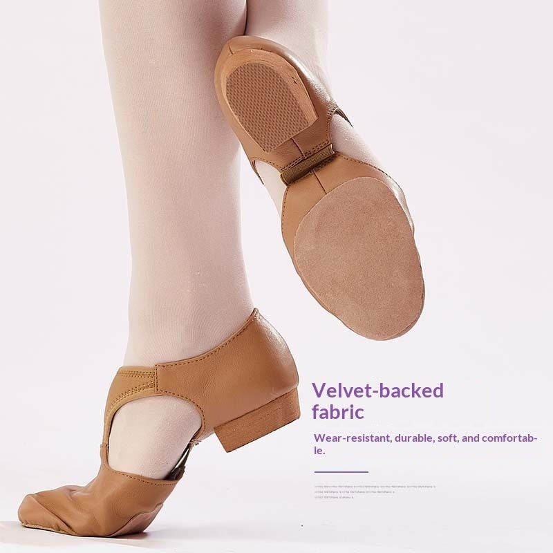 Full-grain Leather Teacher Jazz Dance Shoes With Soft Soles