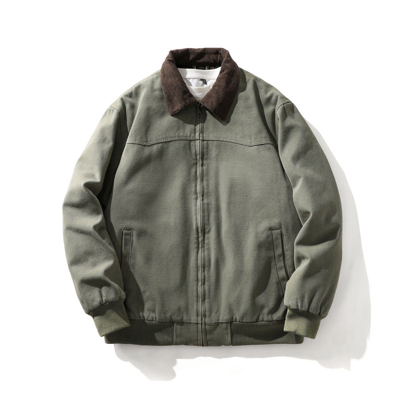 American-style Vintage Mens Thickened Washed-up Lapel Jacket Top