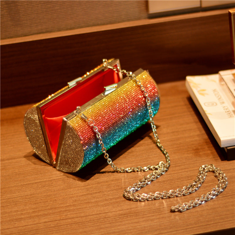 Regnbue Rhinestone Pung Aften Taske