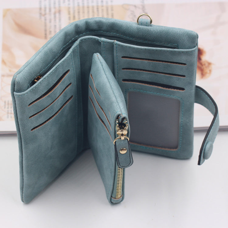 Factory Direct Frosted Purse Female Short Section Korean Student Cute  More Card Lady Wallet Female