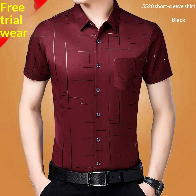Men's Plus-Size Trendy Loose Short-Sleeve Shirt Extra Large