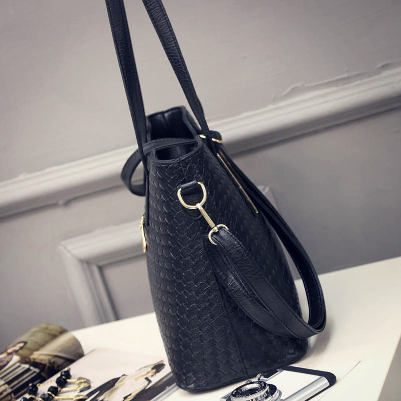 Lady bag spring European female bag leather braided composite bag three piece shoulder diagonal handbag
