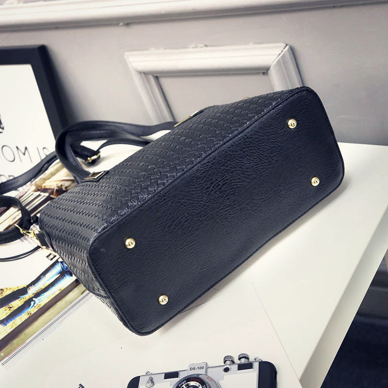 Lady bag spring European female bag leather braided composite bag three piece shoulder diagonal handbag