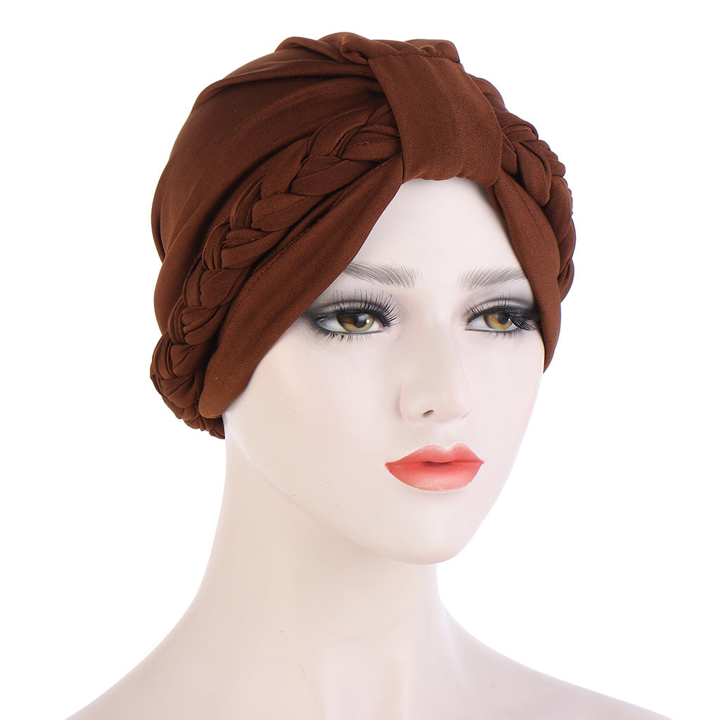 New Multi-color Crystal Hemp Three-layer Turban Hat