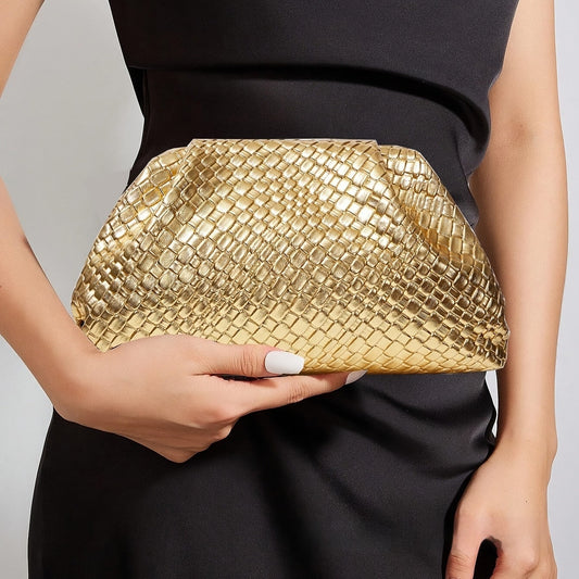 Women's Solid Color Versatile New Large Capacity Woven Clutch