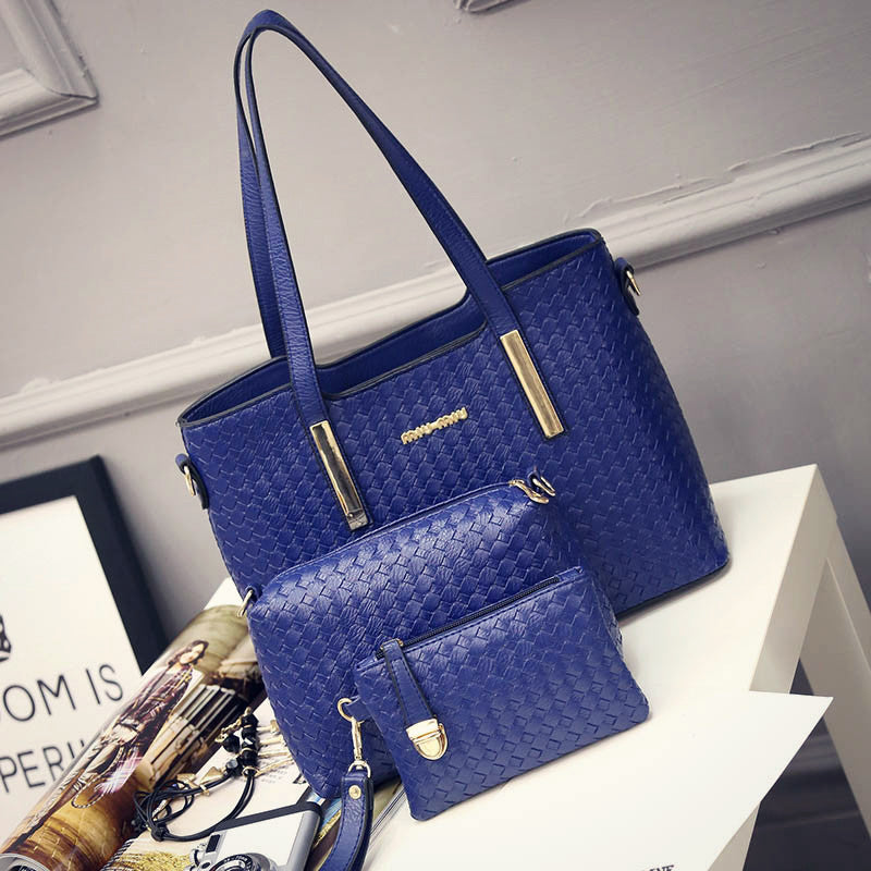 Lady bag spring European female bag leather braided composite bag three piece shoulder diagonal handbag
