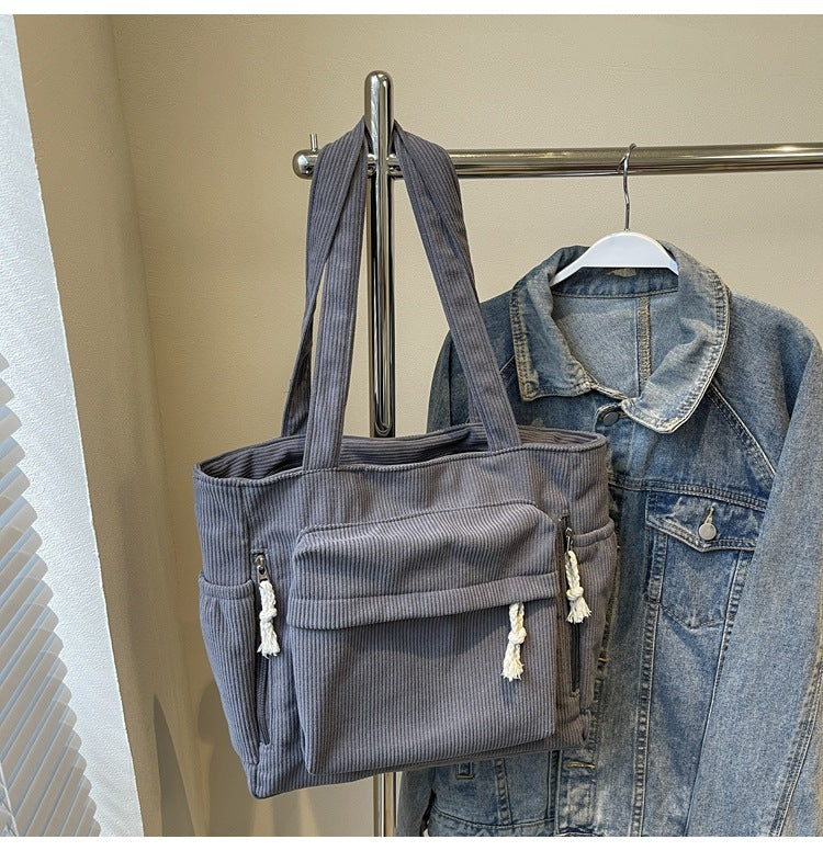Corduroy Casual Versatile Large Capacity Bag