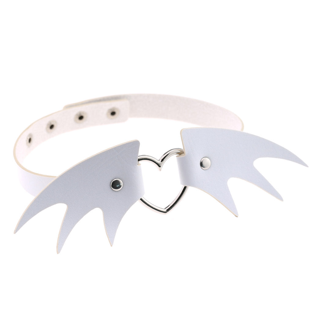 Punk style little devil PU leather collar bone collar