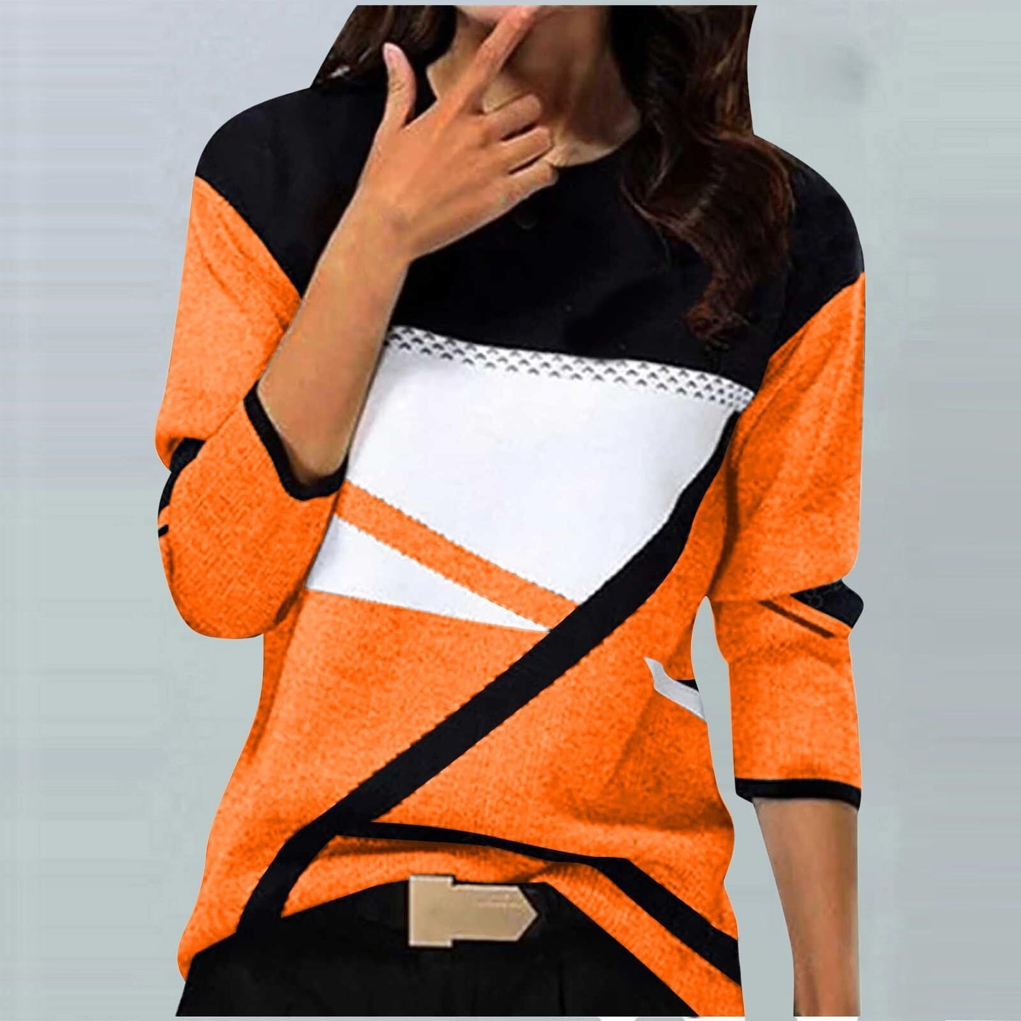 Casual Striped Long Sleeve Round Neck T-shirt