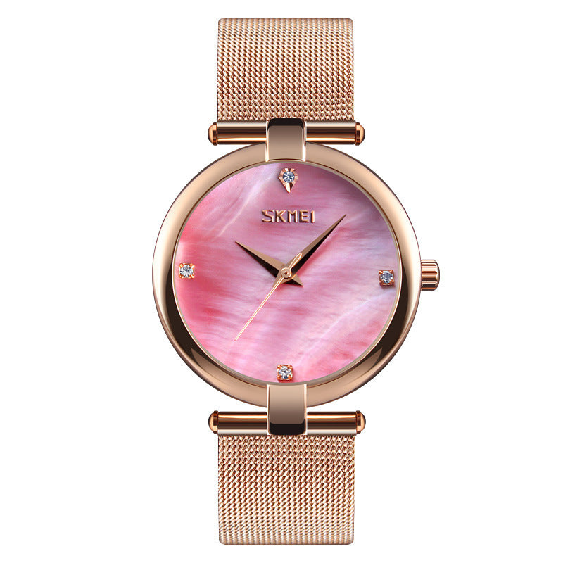 Ladies Mesh Strap Elegant Student Female Waterproof Quartz Watch