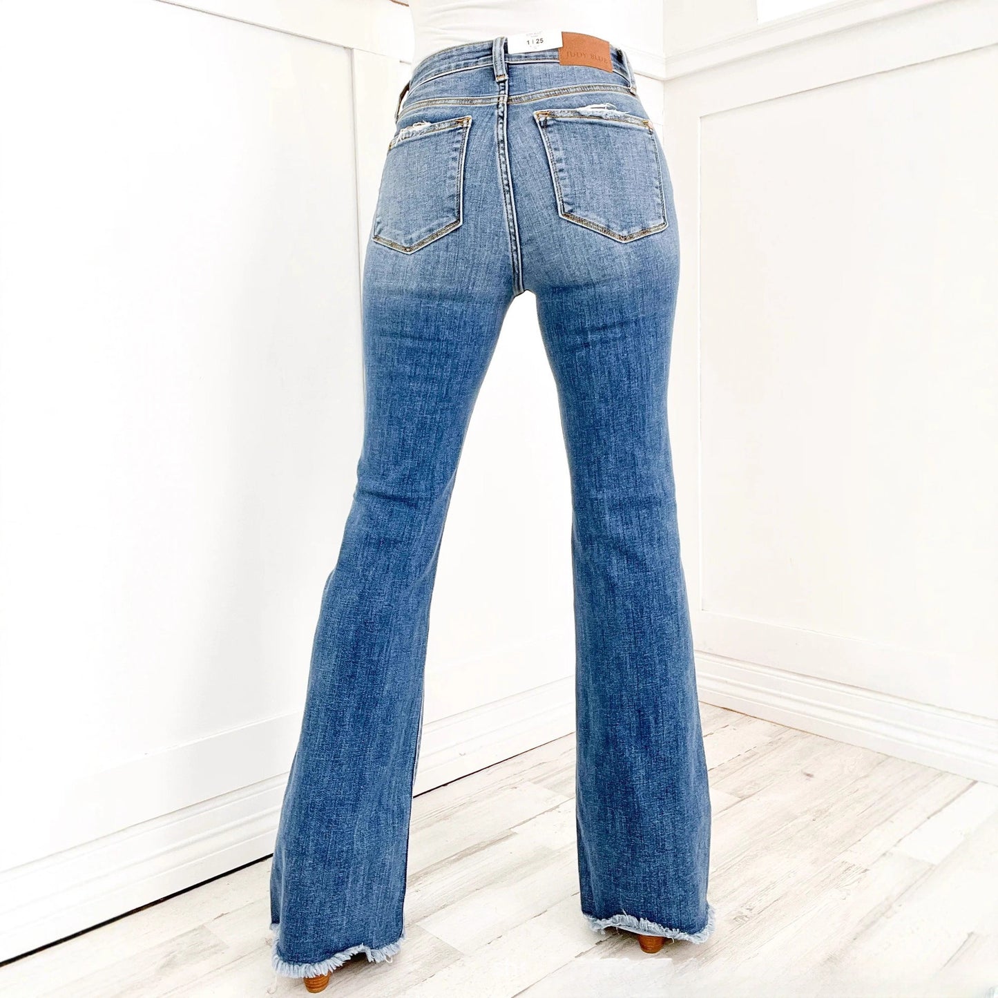 Hole Ripped High Waist Stretch Retro Slim Flare Jeans