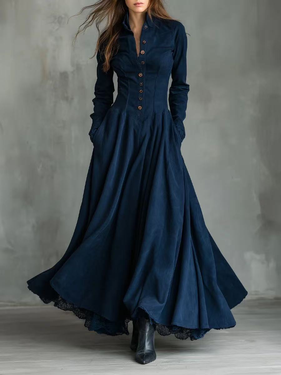 Solid Color Textured Long Sleeve Dress For Women