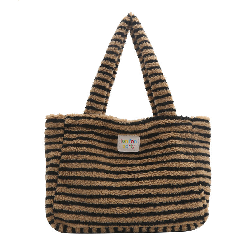 Korean Casual Shoulder Bag Fashion Striped Large Capacity Totes