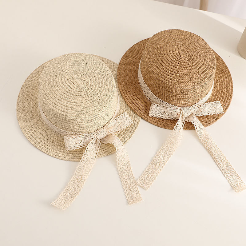 Lace Bow Ribbon Straw Hat