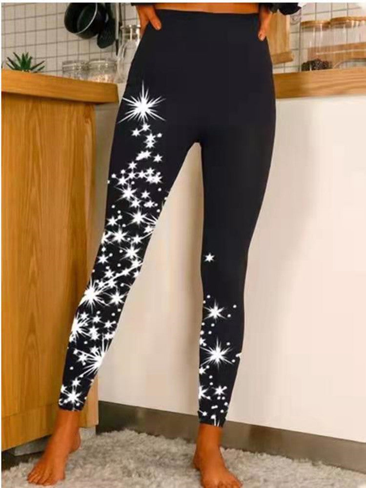 Slim-fit Leggings With Star Positioning Print
