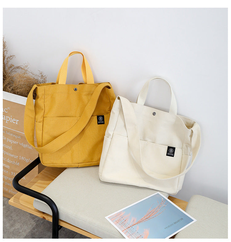 Solid Color Diagonal Canvas Student Shoulder Bag