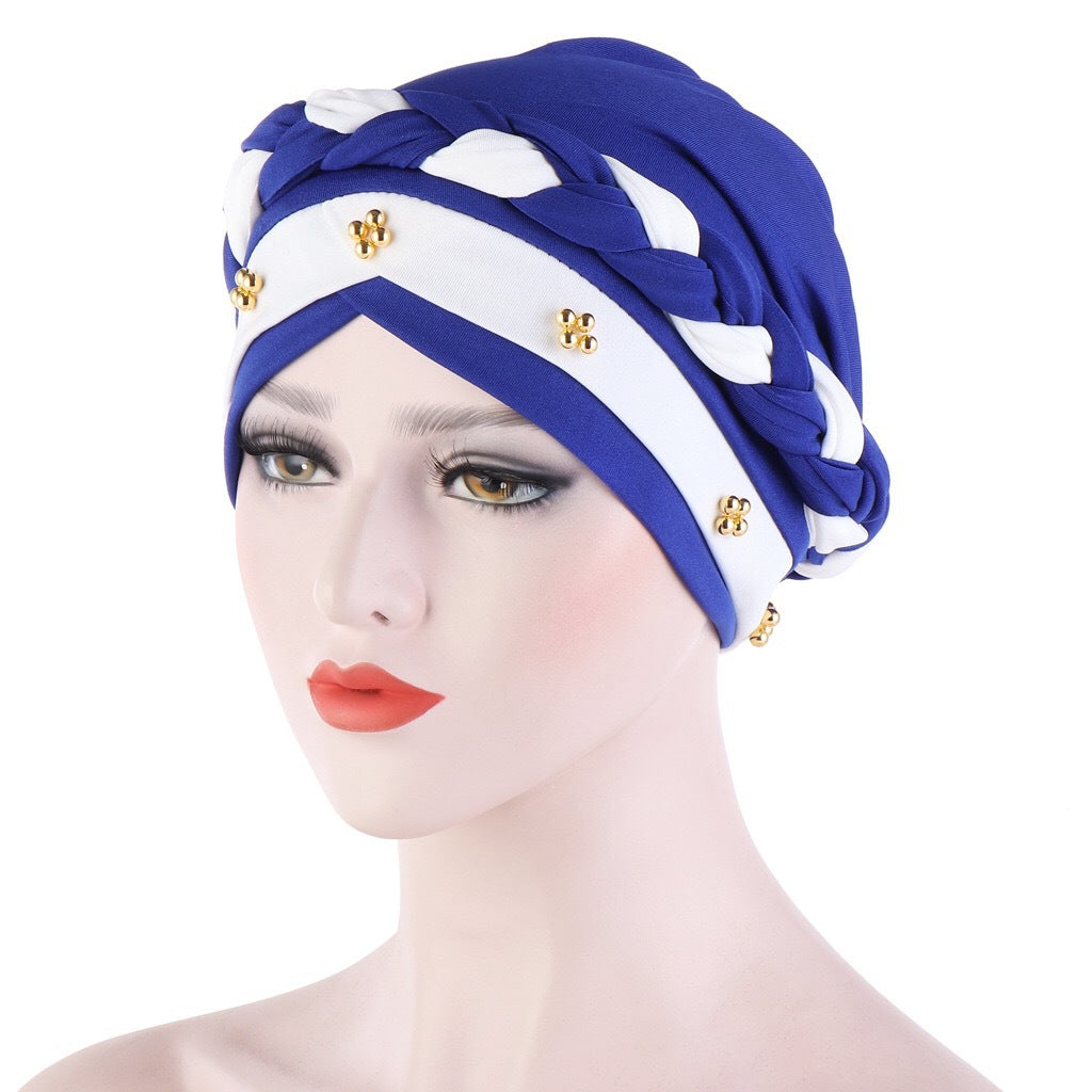 New Multi-color Crystal Hemp Three-layer Turban Hat