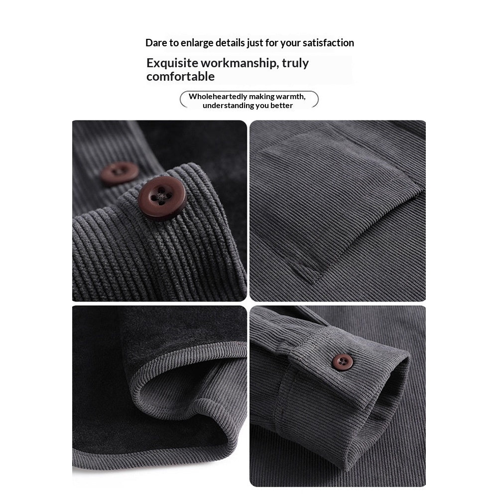 Mens Retro Corduroy Long-Sleeve Shirt