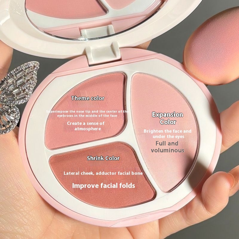 Mood Tricolor Blusher Plate Plain Face Repair Brightening Matte Rouge
