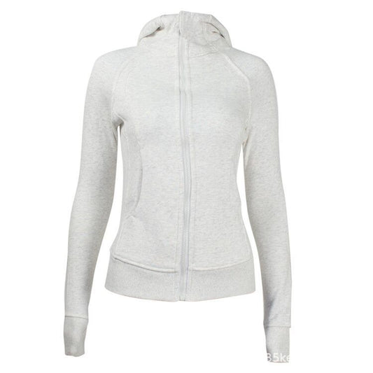 Yoga Clothes Coat Sports Full Zipper Hooded Sweatshirt