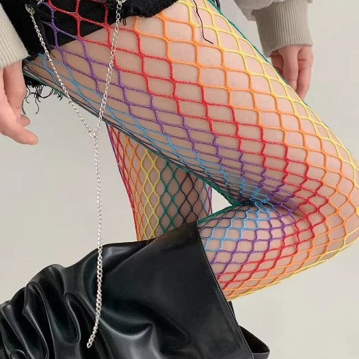 Gradient-colored Hollow-out Mesh Stockings