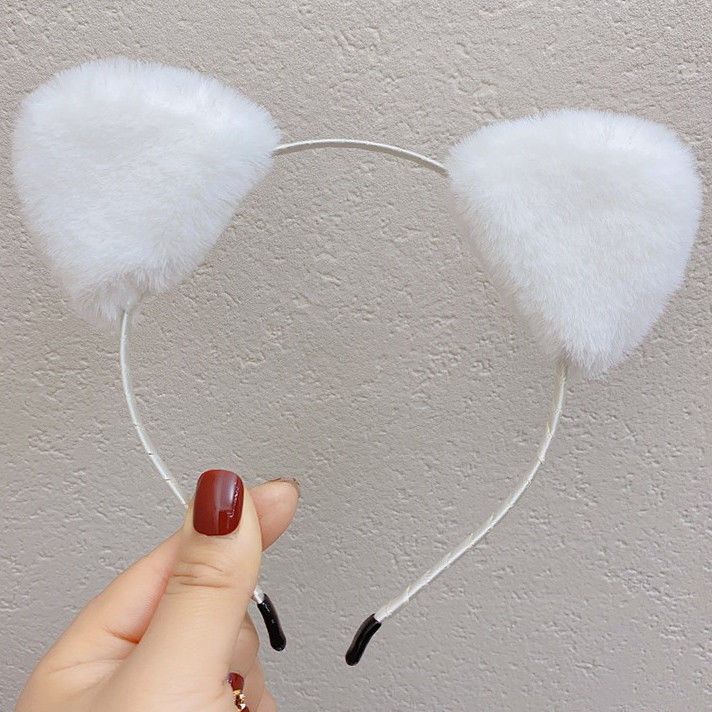 Plush Cat Ear Headband Hairpin For Hair Washing