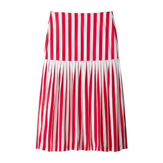 Fashion Striped Lace-up Half-length Midi Dress
