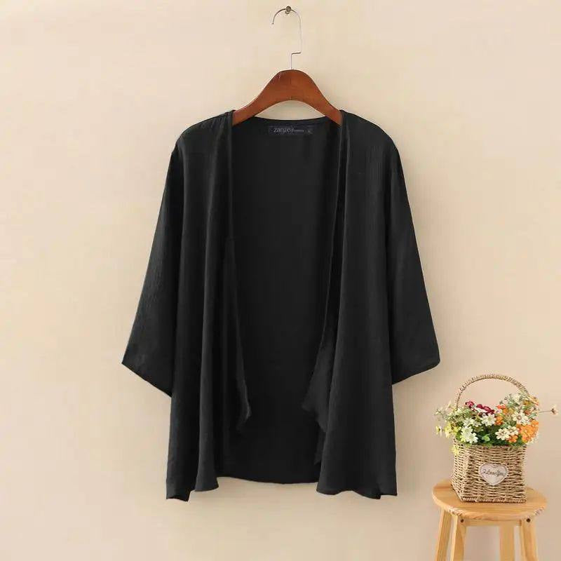 Summer Fashion Womens Solid-color Short-sleeve Cardigan