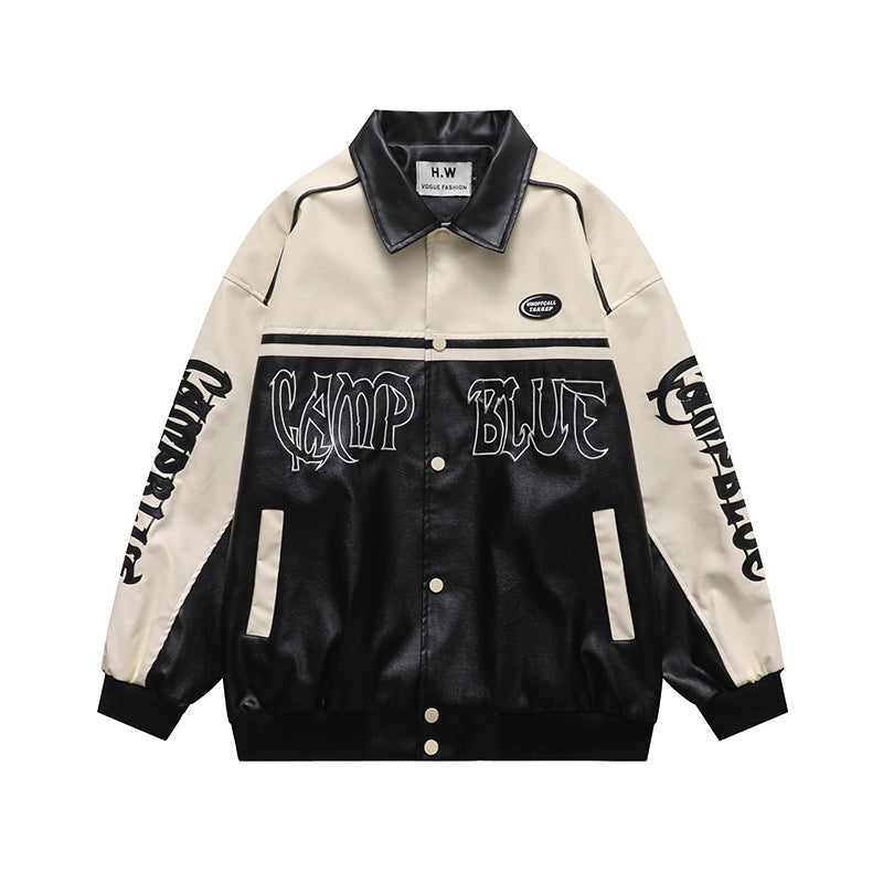 American Retro Alphabet Embroidered Lapel Baseball Uniform