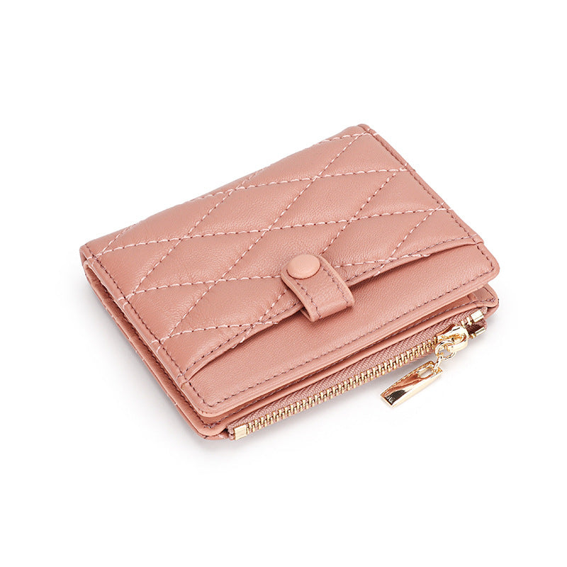 Sheepskin Short Purse Women's Card Bag Ringer Pocket Fold In Half