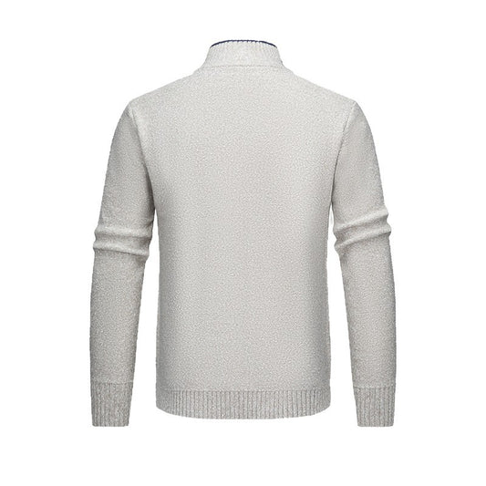 Solid Color Stand Collar Diamond Pattern Knit Casual Fashion Jacket