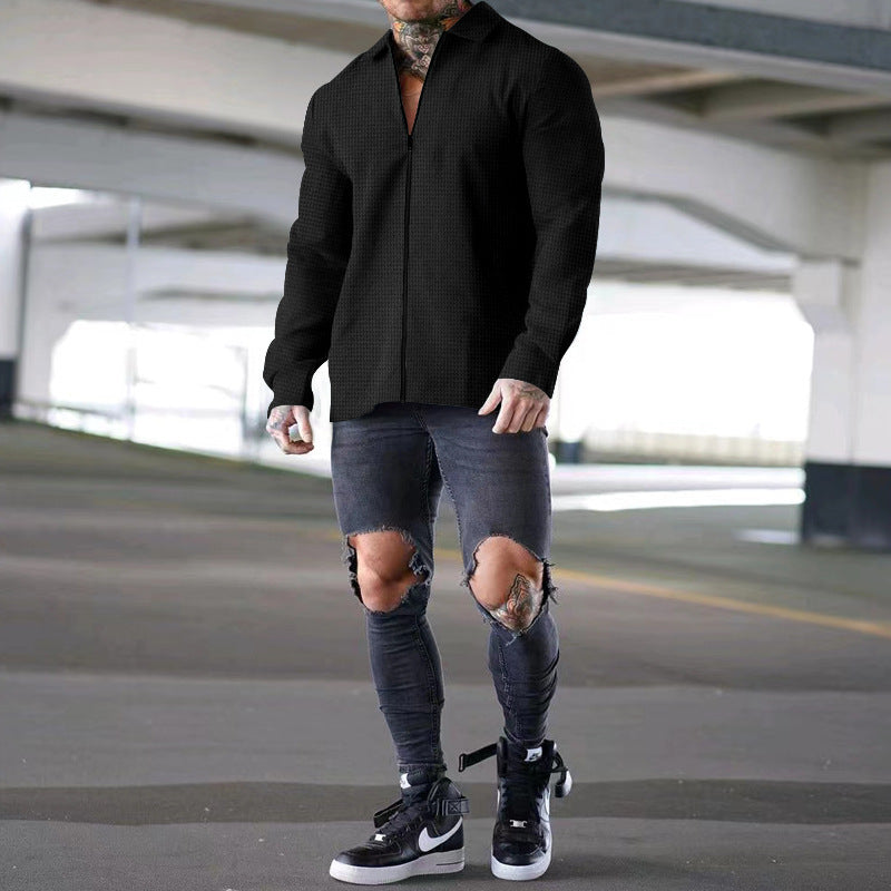 Summer Menswear Solid Color Long-sleeve Zipper
