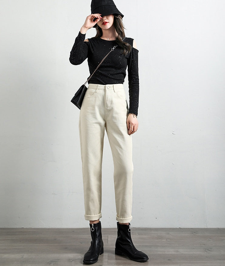 Korean Jeans Loose Harem Pants High Waist Radish Chic Pants Straight Retro Dad