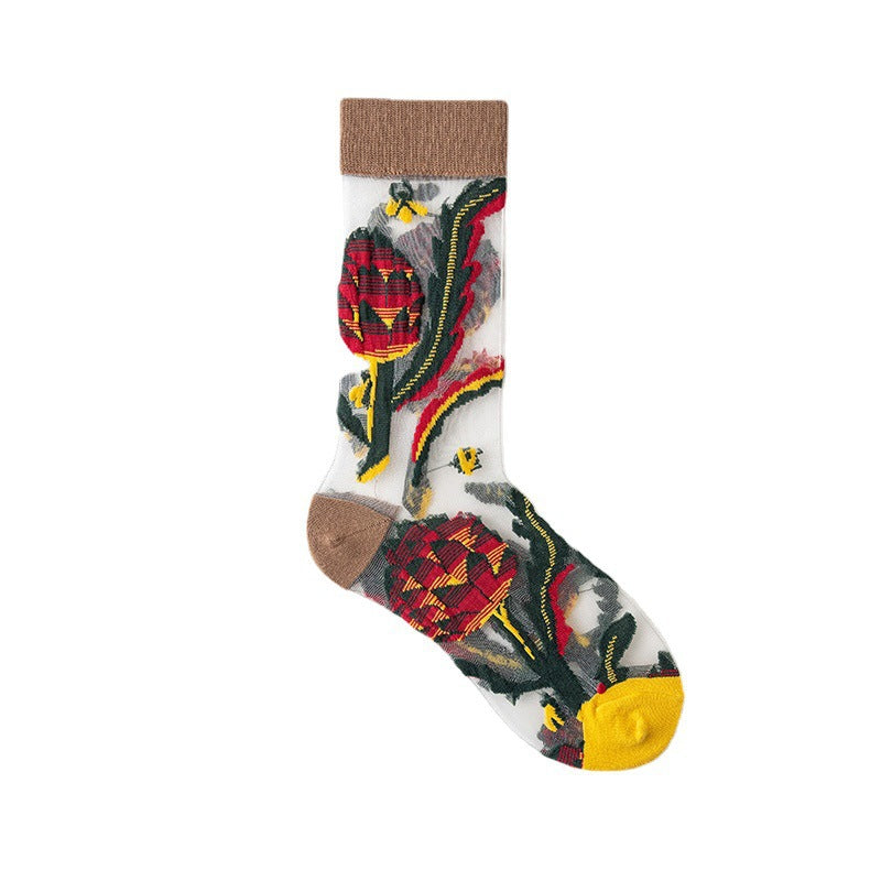 Summer New Thin Glass Silk Fashion Socks