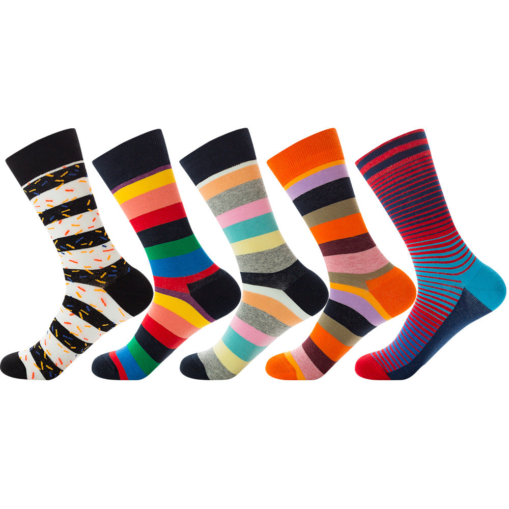 Striped Color Mid-tube Hip-hop Socks Personality