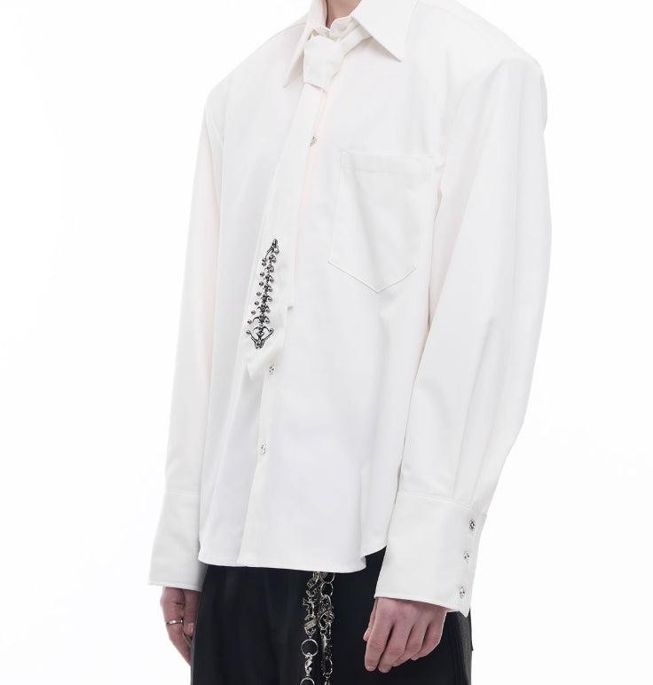 Niche Deconstruction Backbone Embroidered Tie Shirt