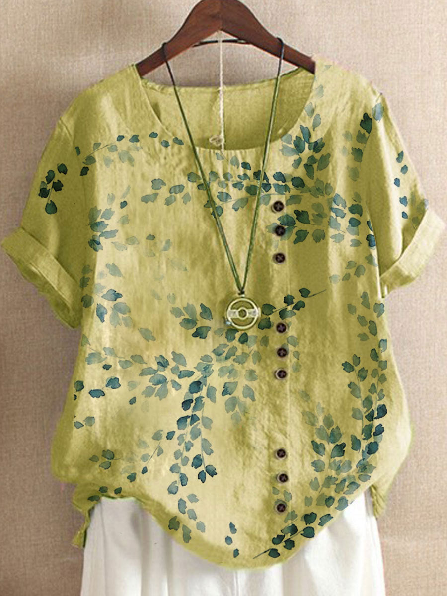 Women's New Printed Round Neck Pullover Short Sleeve Loose