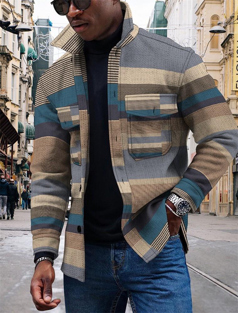 Fashion Men's Lapel 3D Printed Jacket