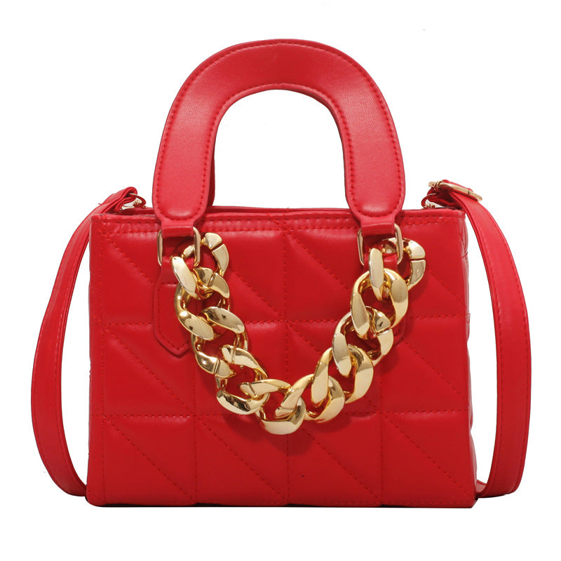 Women's Korean Style Fashion Thick Chain Rhombus Handbag