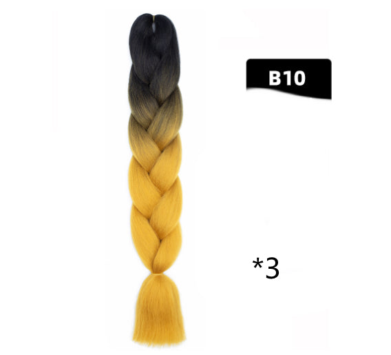 Color Big Braid African Chemical Fiber High Temperature Silk Wig Gradient