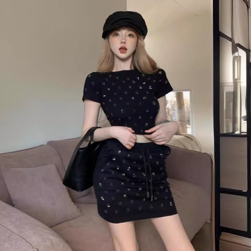 Women's Printed Short-sleeve T-shirt And Skirt Sport Two-piece Set