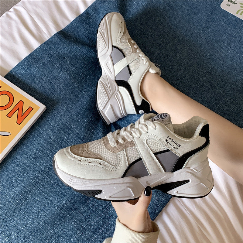 Breathable Color Matching Platform Casual Sports Daddy Shoes
