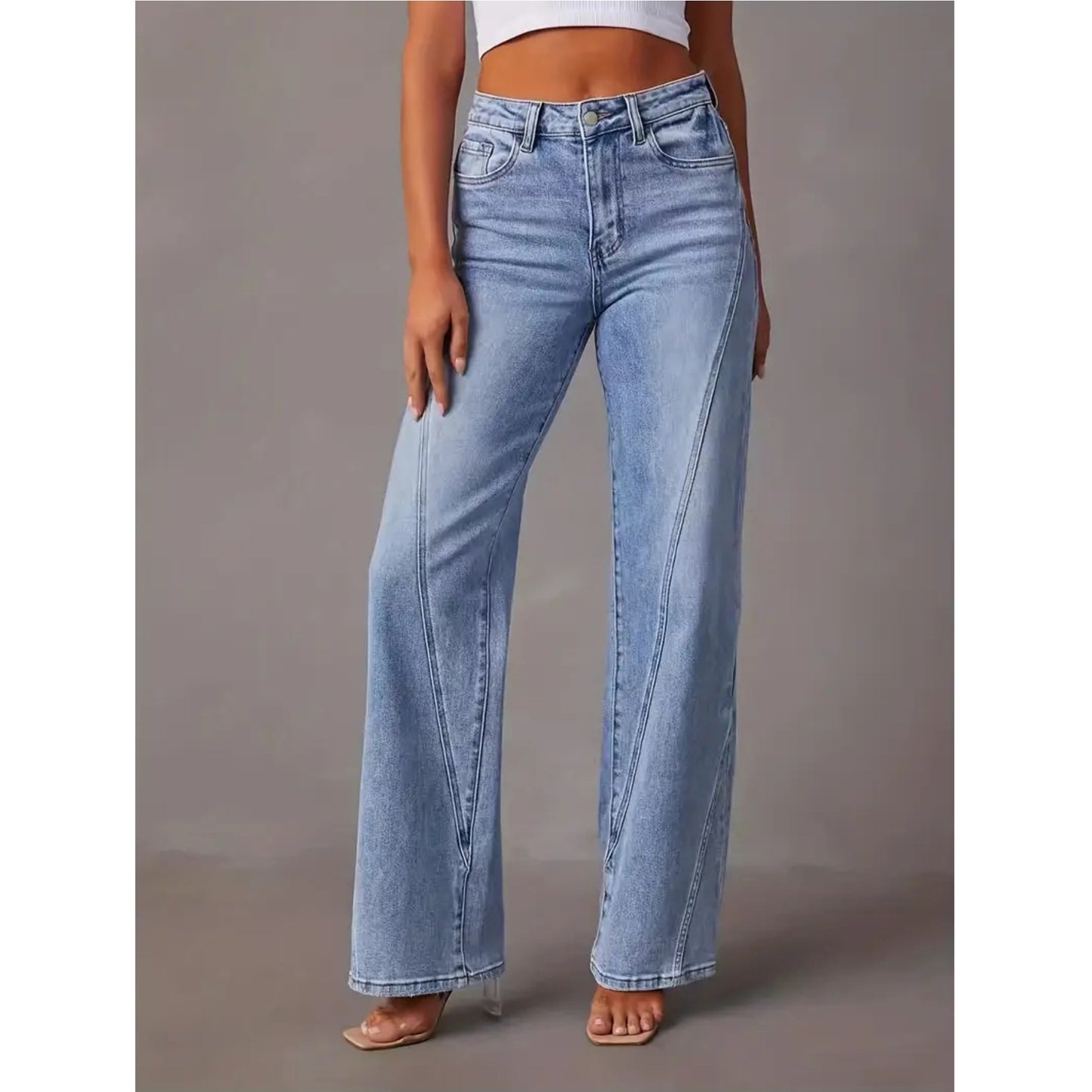 Straight-leg Stretch Jeans In Soft Blue Denim