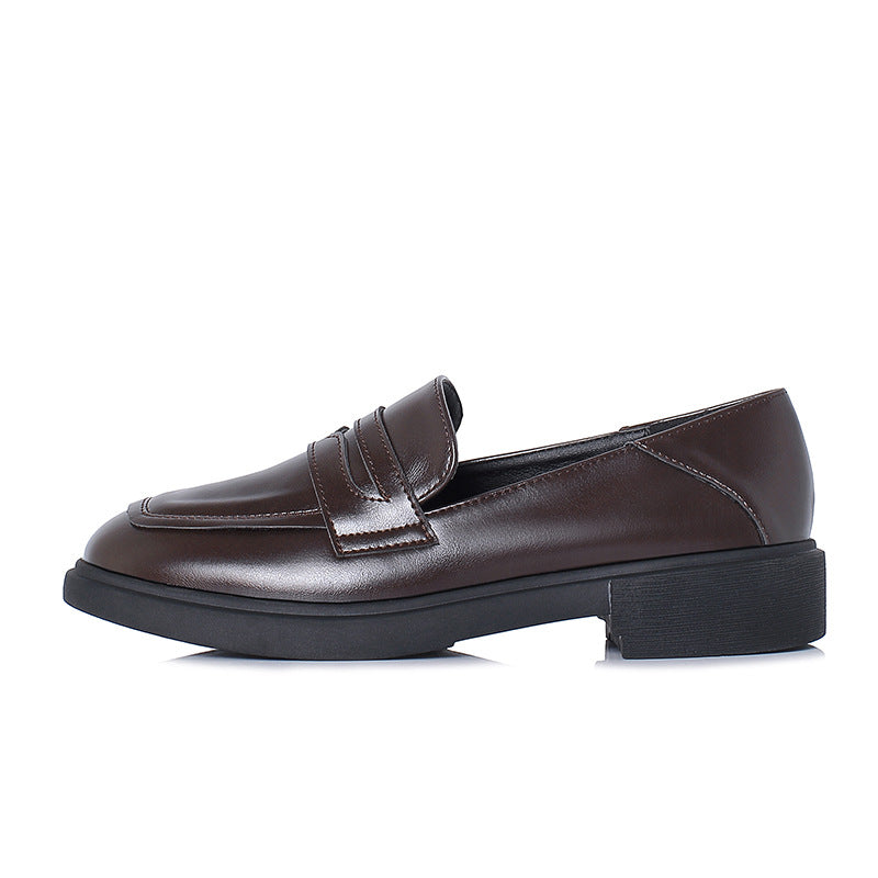 Small Leather Women's Microfiber Leather Casual Single Shoes Mid-heel