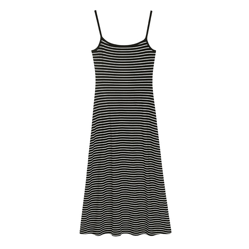 Versatile Slim-fit Striped Slip Dress For Women