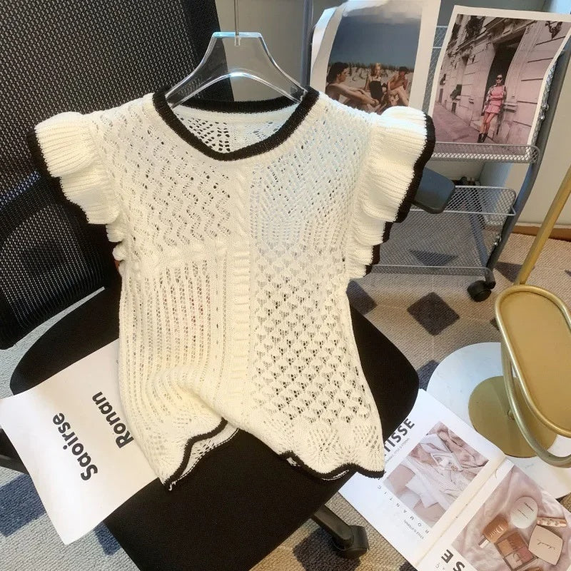 Sweet And Spicy Top Women's Flounced Sleeve Sweater